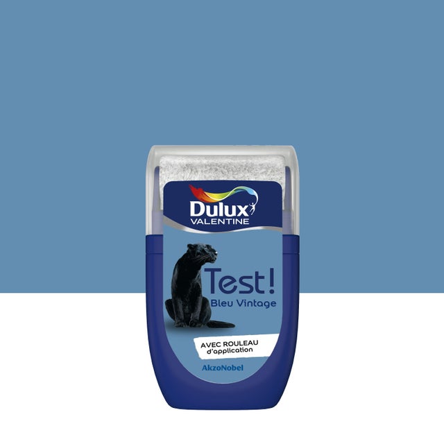 Peinture mur, boiserie bleu vintage satin DULUX VALENTINE Crème de couleur 0.03L