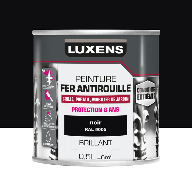 Peinture extérieure fonte, acier, fer Conditions extrêmes LUXENS noir brillant  