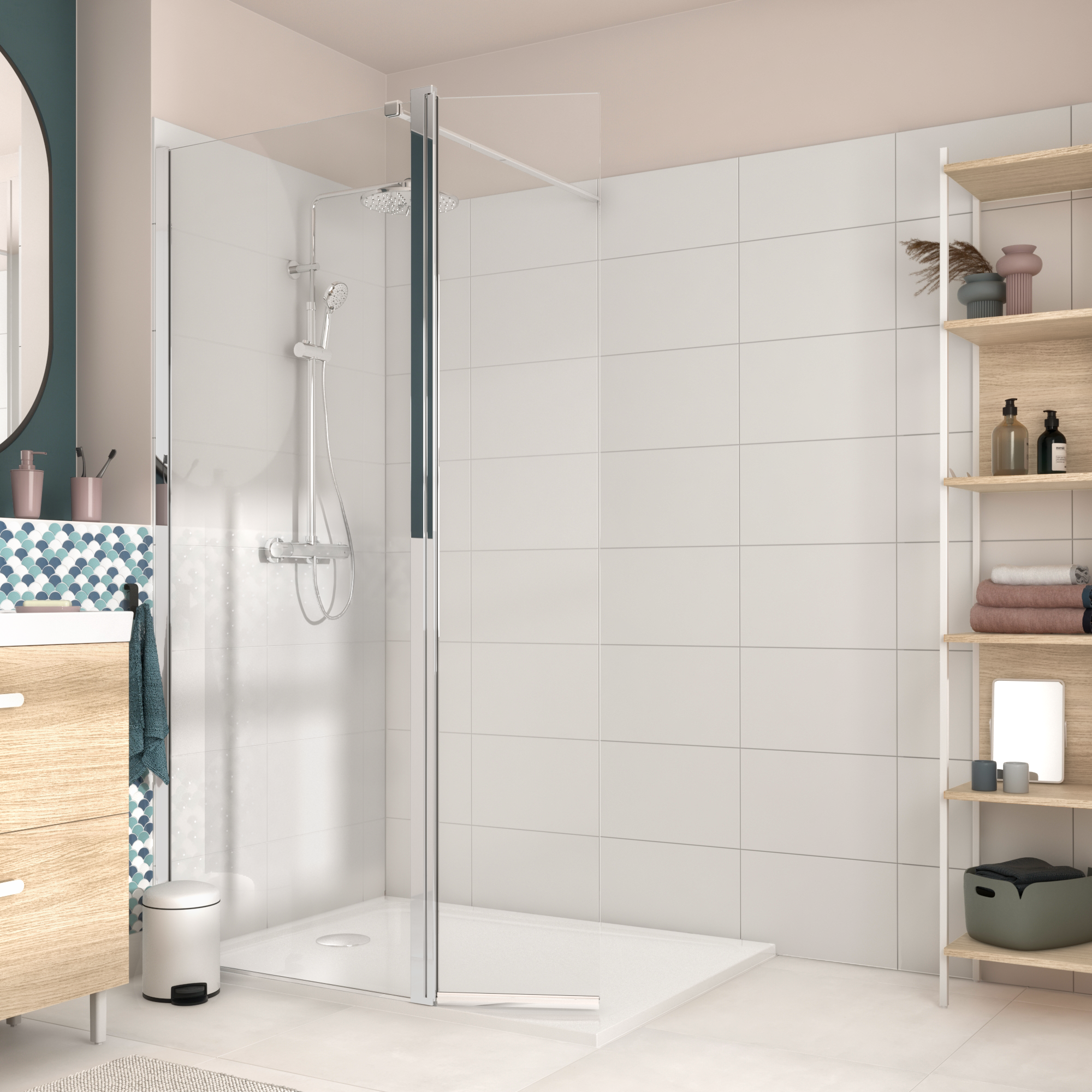 Kabina Walk-in Remix 80x200 transparentna profil chromowany Sensea - 11