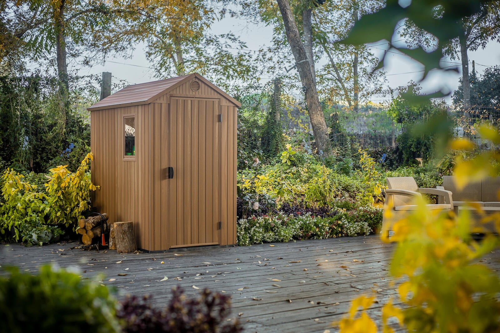 Keter - Abri De Jardin En Résine Darwin 6x4 Bois Avec Fenêtres Avant