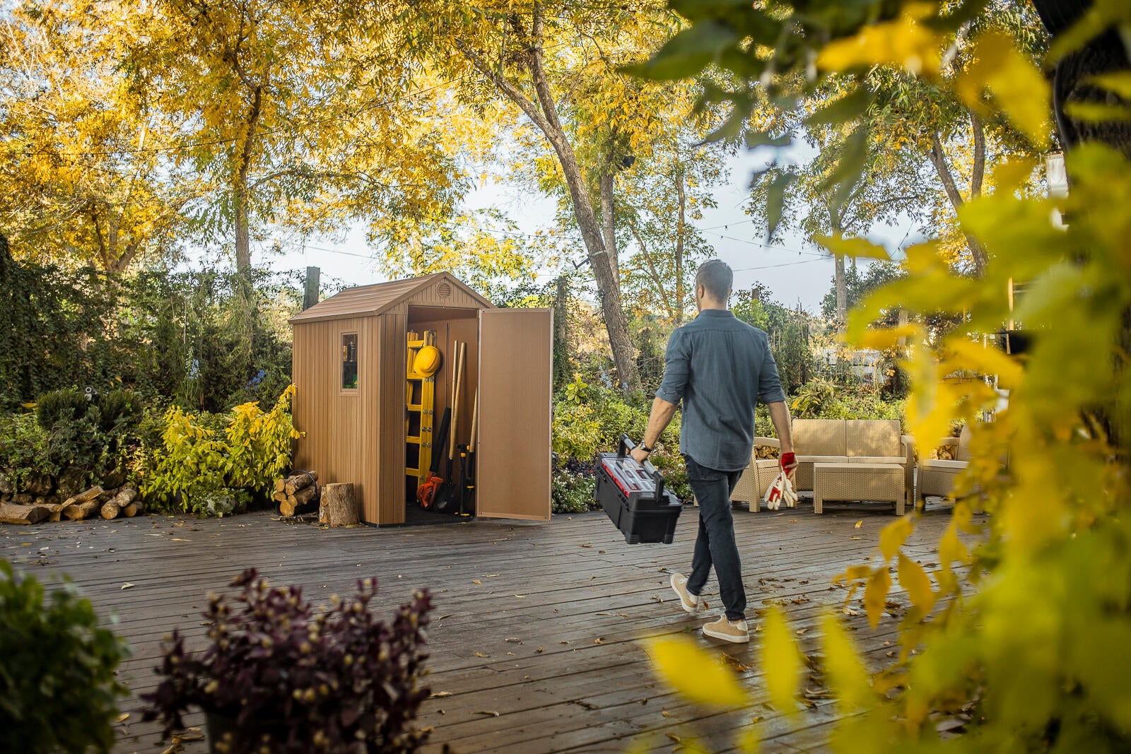 Casetta da giardino KETER Darwin in polipropilene legno con porta battente semplice, superficie interna 1.98 m² e spessore parete 16 mm, con pavimento - 7