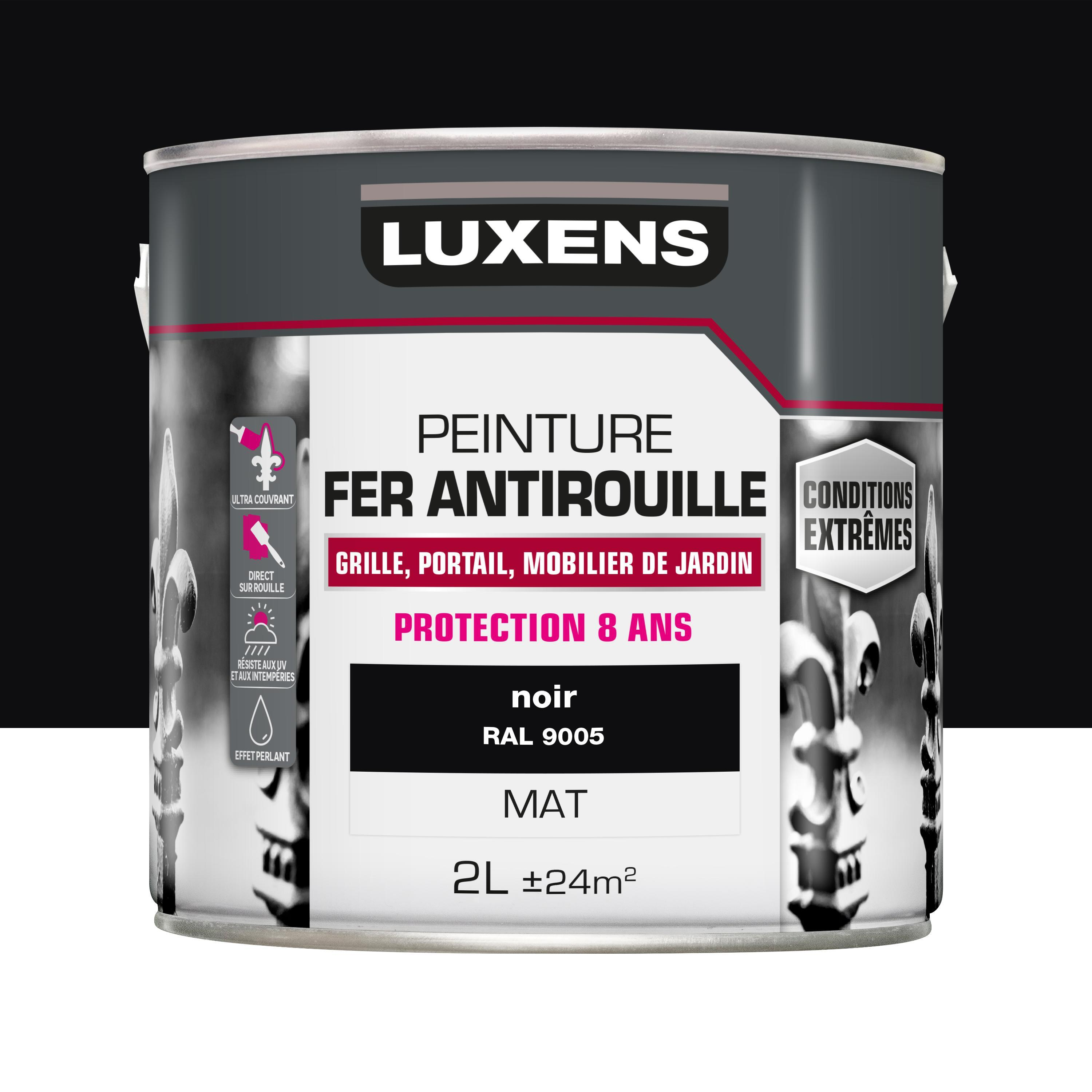 Peinture extérieure fonte, acier, fer Conditions extrêmes LUXENS noir mat 2L - 3