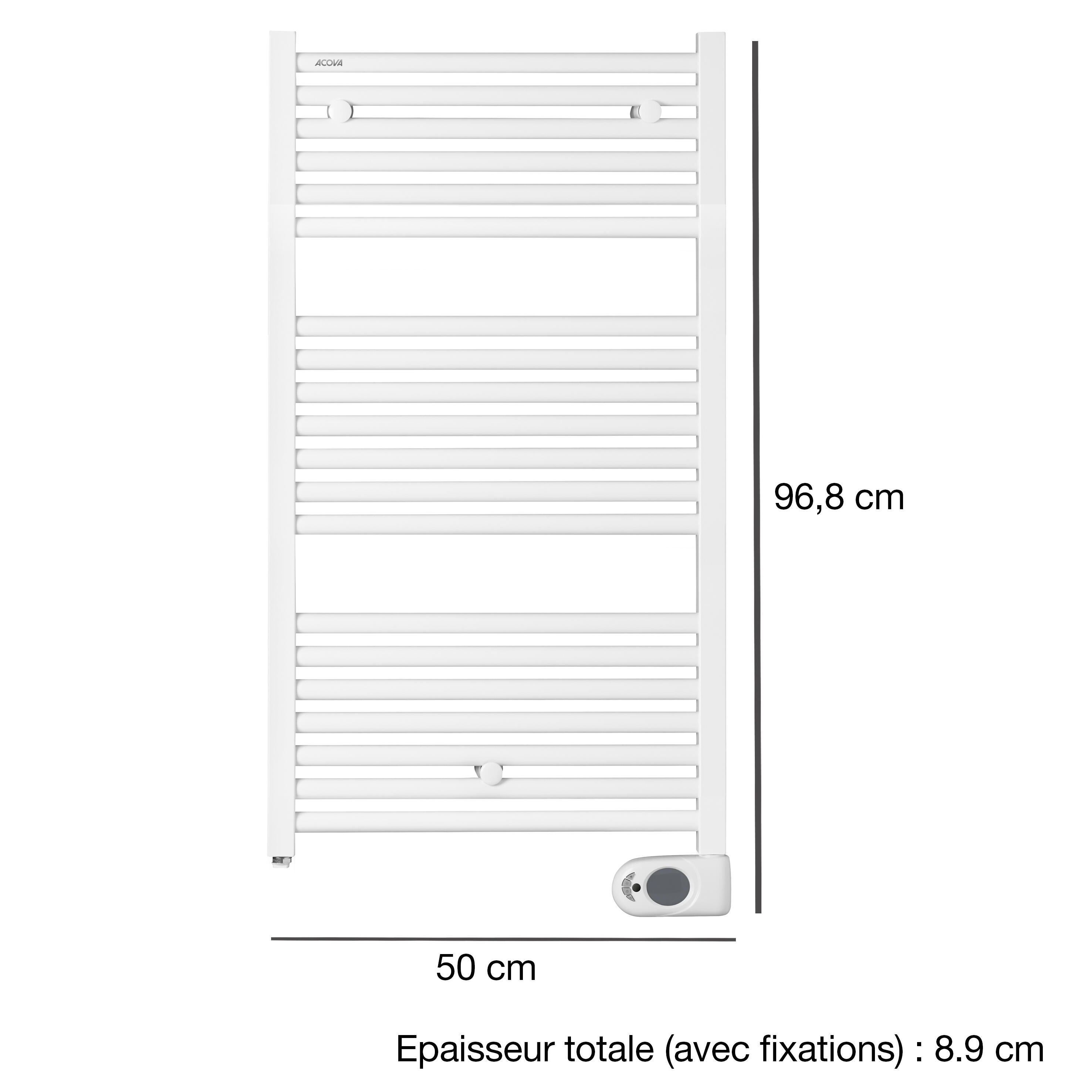 Sèche-serviettes électrique à inertie fluide ACOVA 500W, H96.8 x l50 cm Tweed bl - 6