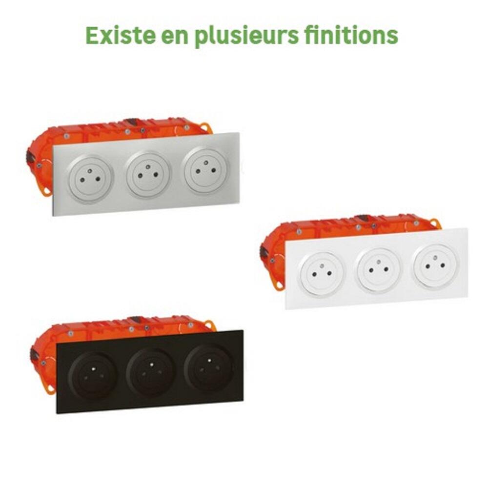 Kit triple prise avec terre Dooxie, LEGRAND, aluminium - 2
