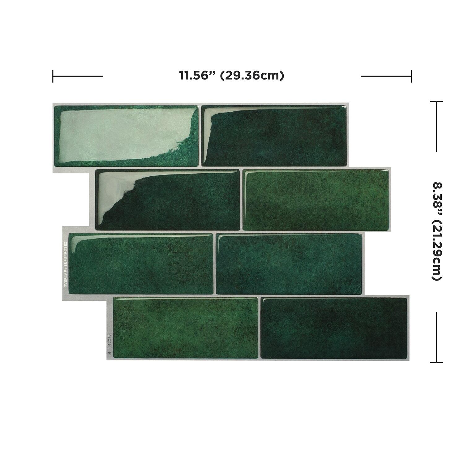 Lot de 4 adhésifs décoratifs SMART TILES métro fiona, vert 29.36X21.29 cm - 6