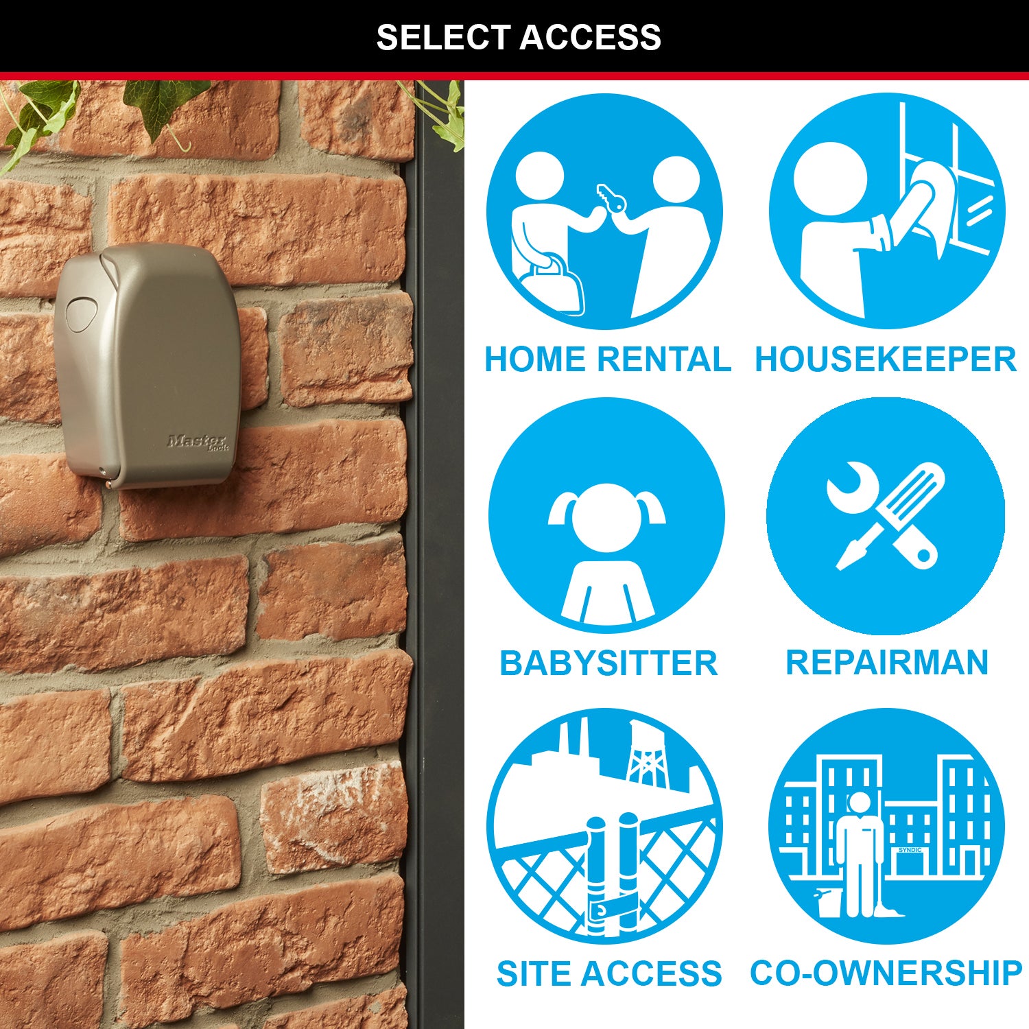 Boîte à clé sécurisée MASTER LOCK Select access à fixer, H.13.5 x l.10.5 x P.3.5 - 8