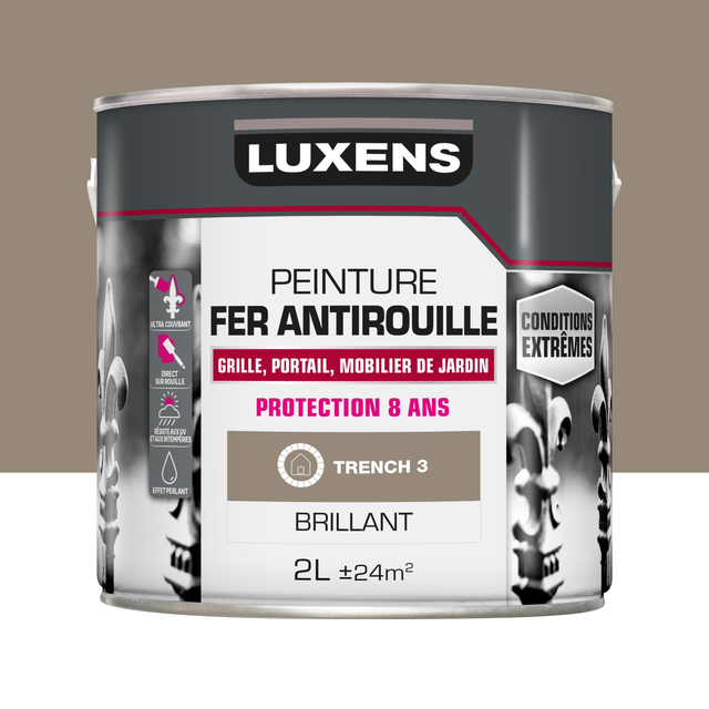 Peinture extérieure fonte, acier, fer Conditions extrêmes LUXENS trench 3 brilla