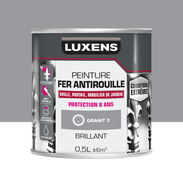 Peinture extérieure fer Conditions extrêmes LUXENS granit 3 brillant 0.5l