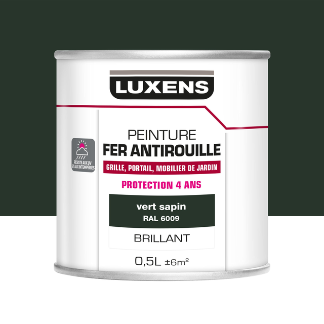 Peinture extérieure fer LUXENS vert sapin brillant 0.5l