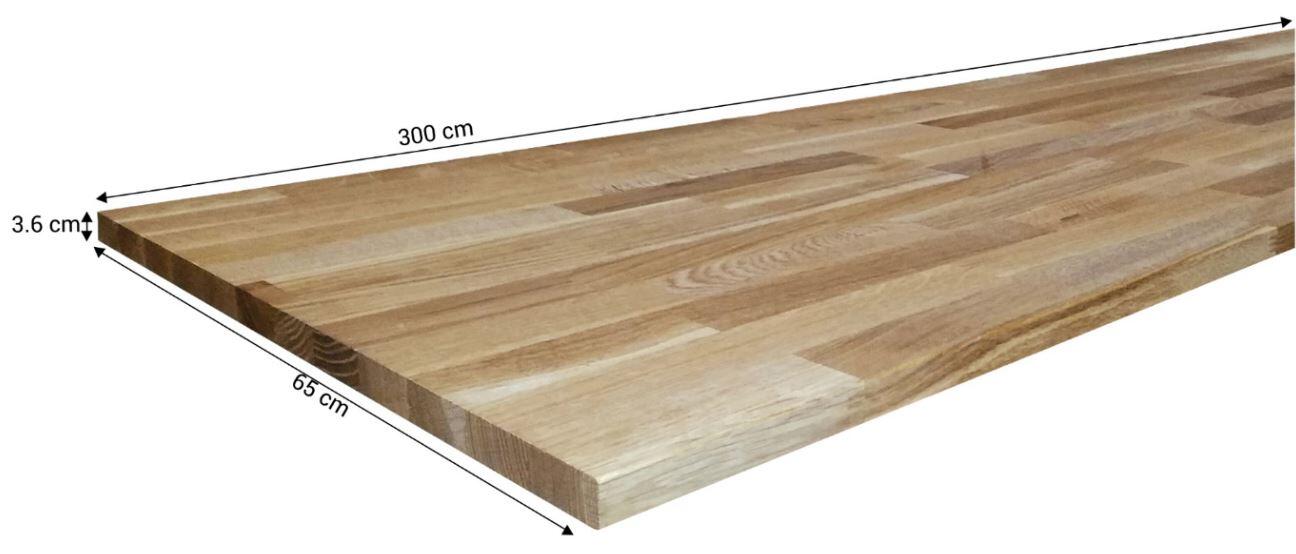 Plan de travail standard Chêne lamellé L.300 x P.65 cm, Ep.36 mm - 9