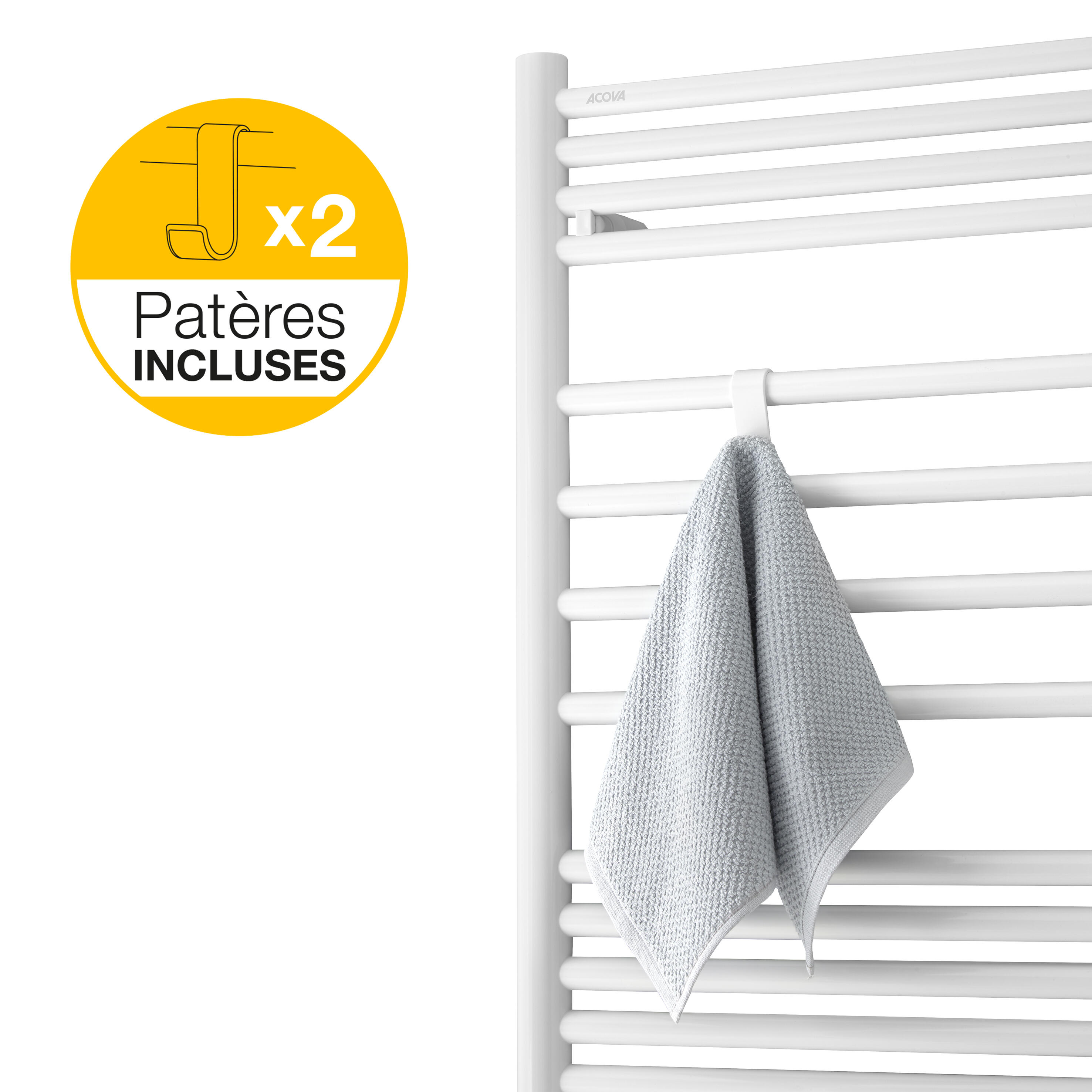 Sèche-serviettes à eau chaude ACOVA, 615 W, H.133.2 x l.50 cm Angora - 2