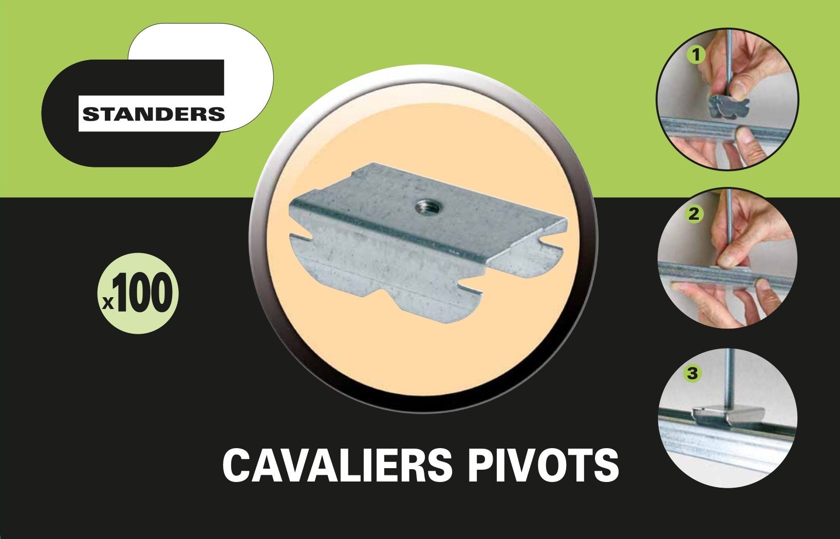 Lot de 100 cavaliers pivot / bride, STANDERS - 4