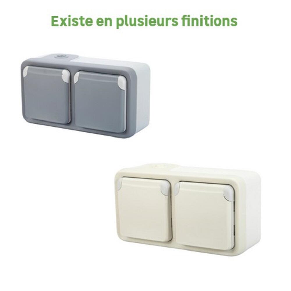 Double prise avec terre étanche horizontal Plexo, LEGRAND, gris - 6