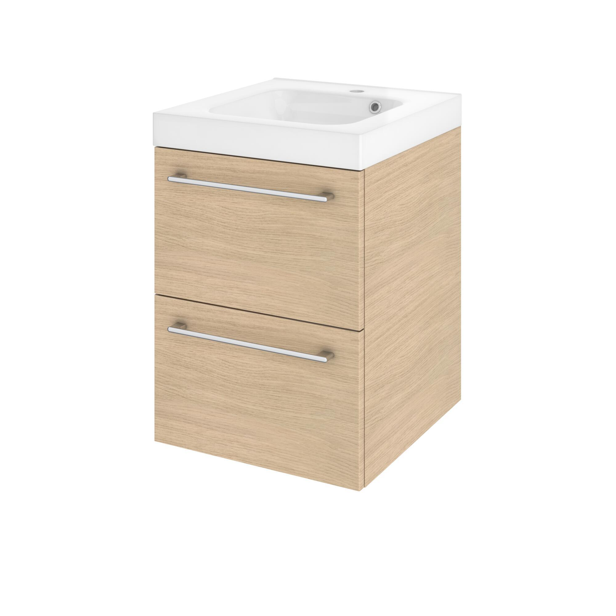 Meuble sous-vasque 2t l.45 x H.57.7 x P.46 cm effet chêne naturel Remix - 5