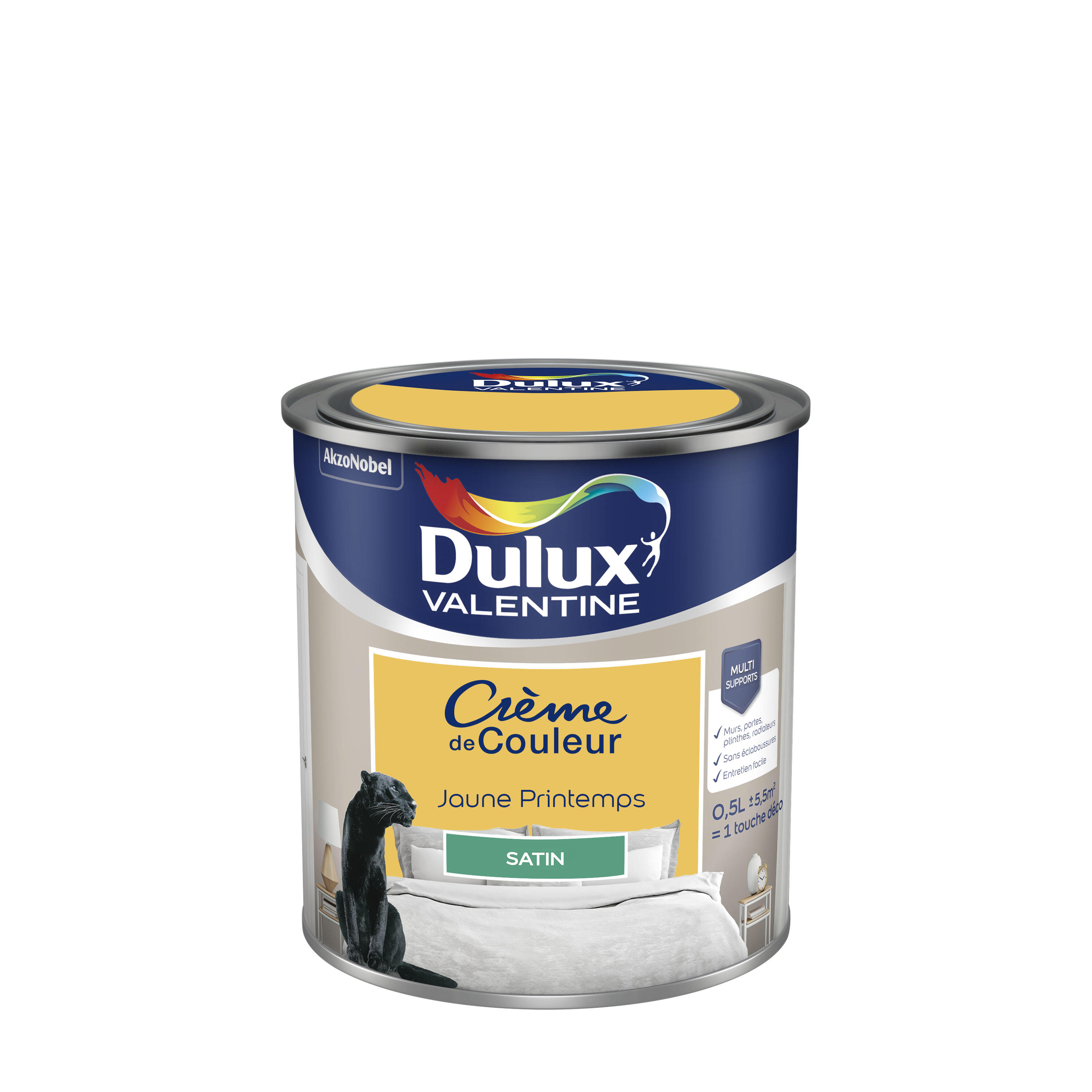 Peinture mur, boiserie gris tendance satin DULUX VALENTINE Crème de couleur 0.5l - 5