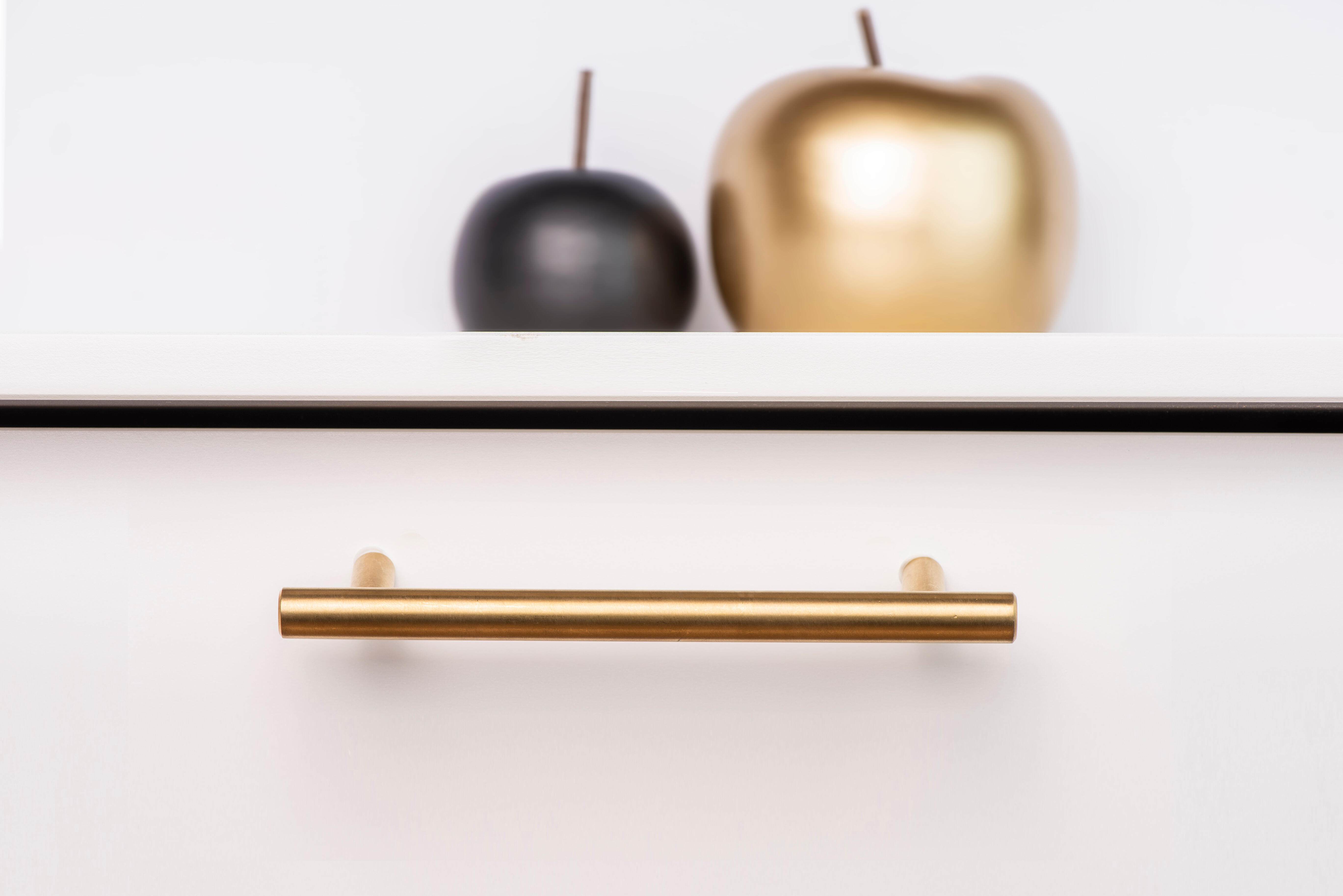 4 poignées de meuble, inox doré brossé, entraxe 128 mm - 2