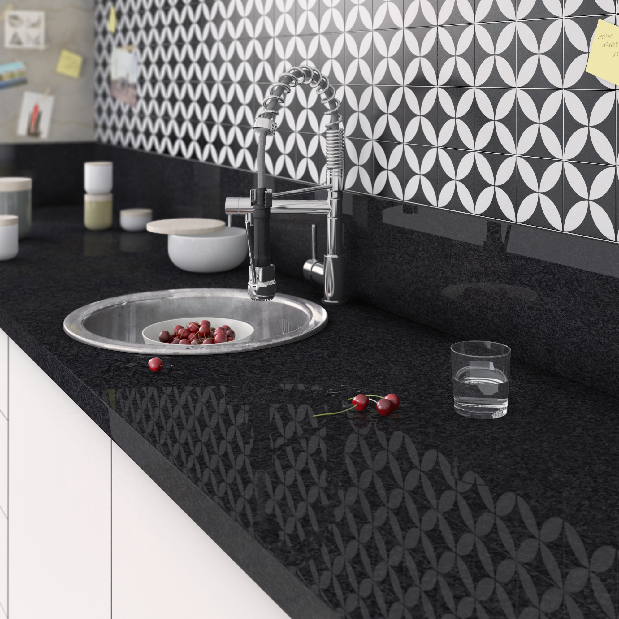 Plan de travail pin sylvestre stratifié Marbre noir brillant L.315 x P.65 cm, Ep Leroy Merlin