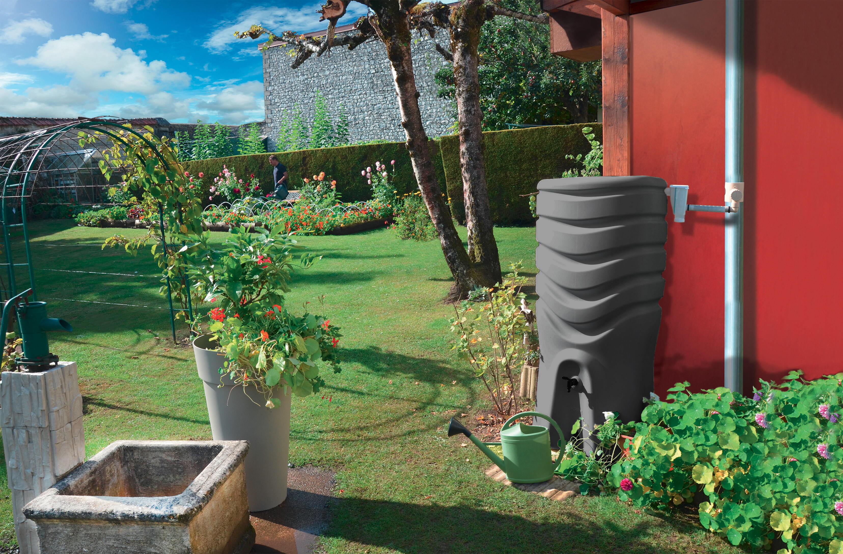 Récupérateur d'eau EDA rectangulaire anthracite, 350 l - 2