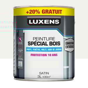 Peinture extérieure bois Conditions extrêmes LUXENS blanc satiné  2.5L+20% gratu