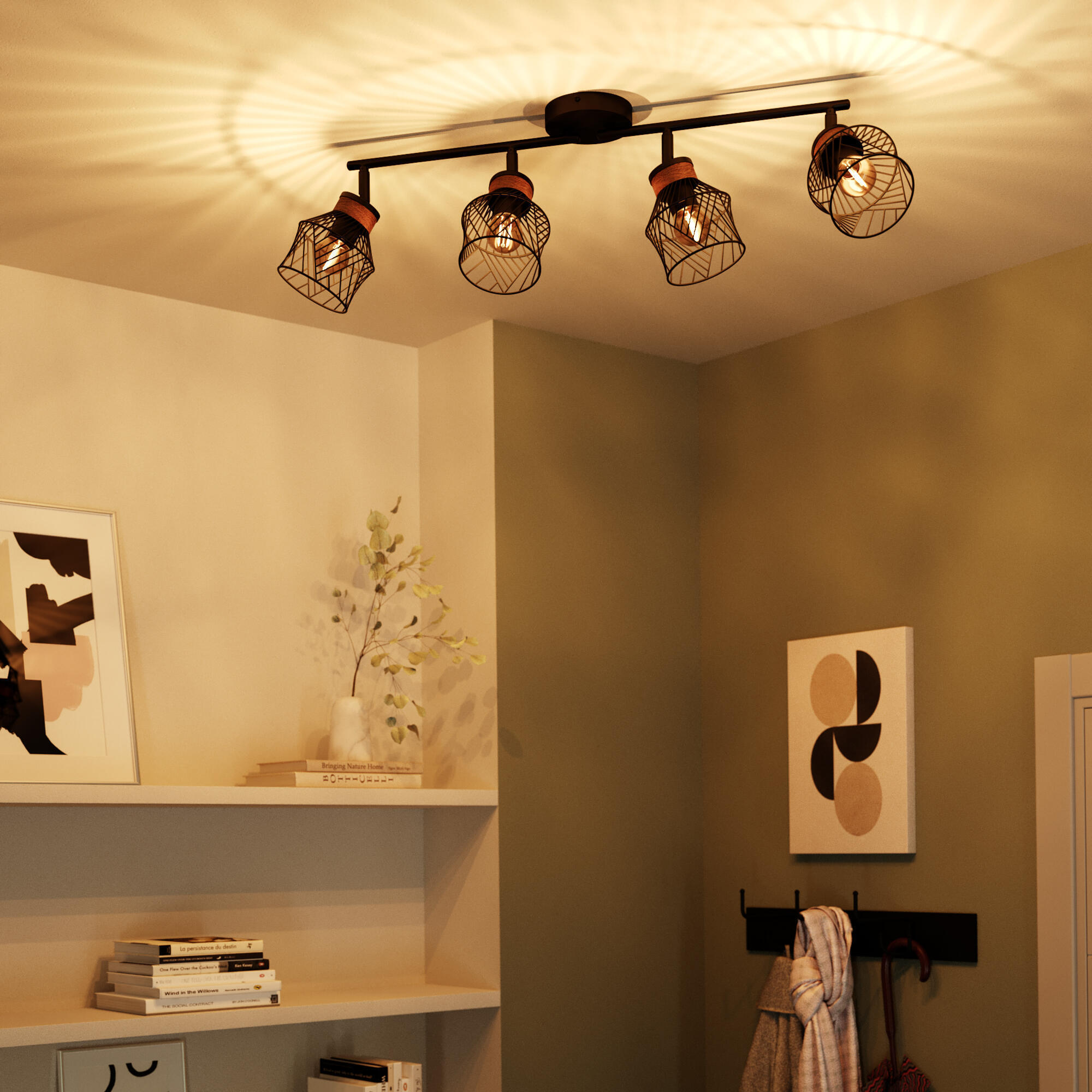 Rampe 4 spots, design, métal noir E27, INSPIRE Kanel - 2