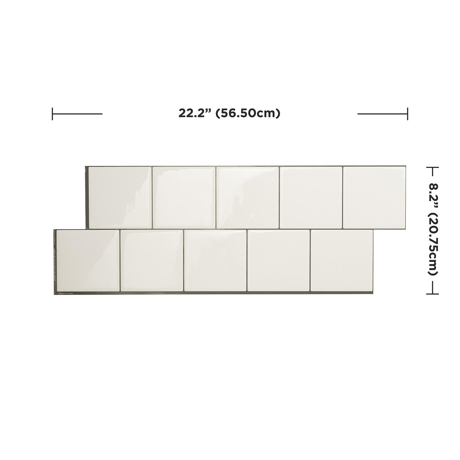 Lot de 2 crédences adhésives Square Velden, blanc, 21 cm x 56.7 cm - 4