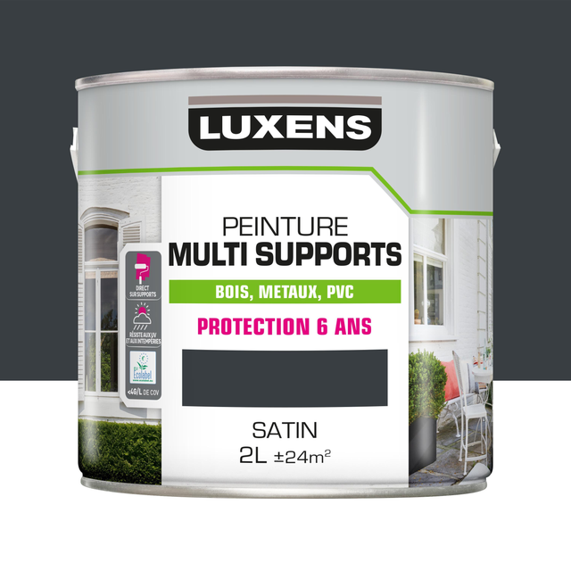 Peinture extérieure bois, fer, plastique LUXENS gris anthracite satiné 2l