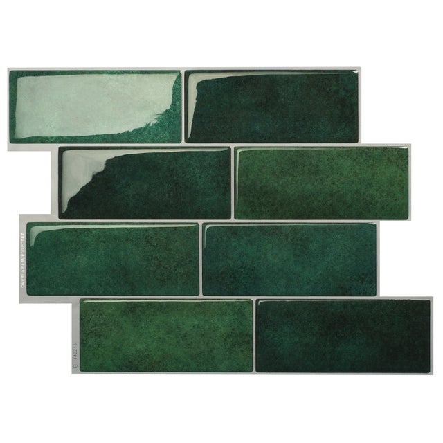 Lot de 4 adhésifs décoratifs SMART TILES métro fiona, vert 29.36X21.29 cm