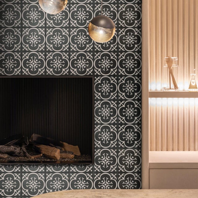 Piastrella adesiva Girona SMART TILES bianco e nero 19.46 x 19.46 cm, spessore 2 mm confezione da 4 pezzi