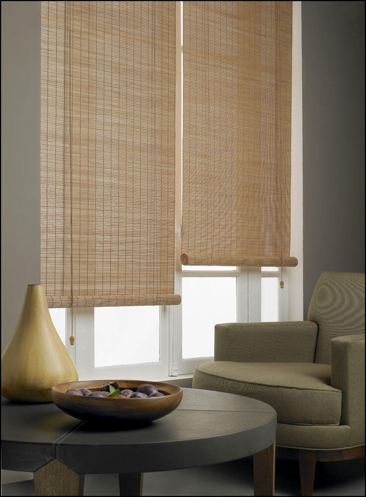 Store Enrouleur Tamisant Bois Tiss Naturel L 90 X H 240 Cm BALLAUFF 