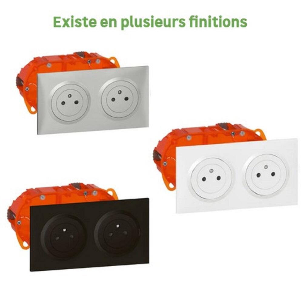 Kit double prise avec terre complet Dooxie, LEGRAND noir - 2