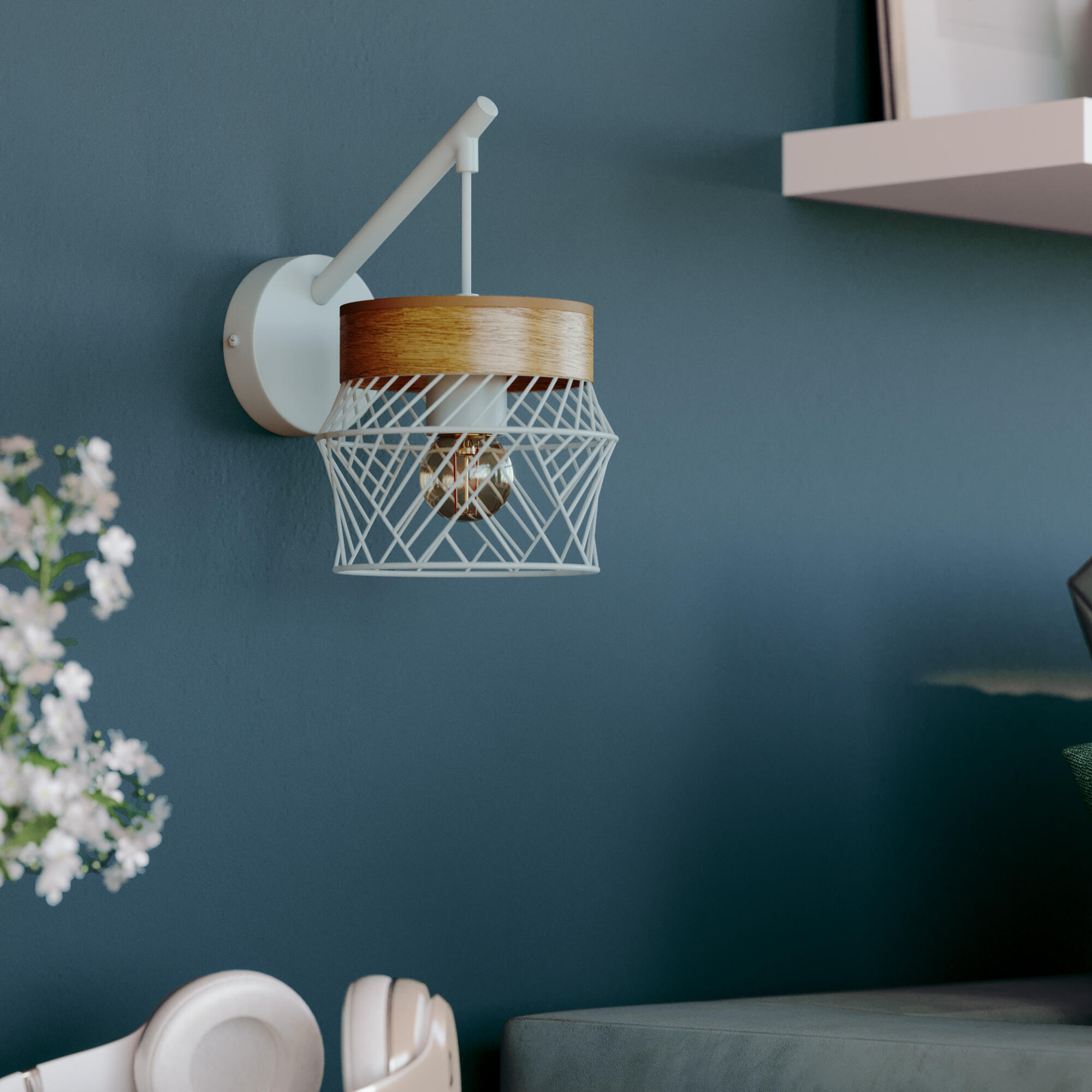 Applique murale E27 métal, blanc, Kanel, INSPIRE - 2