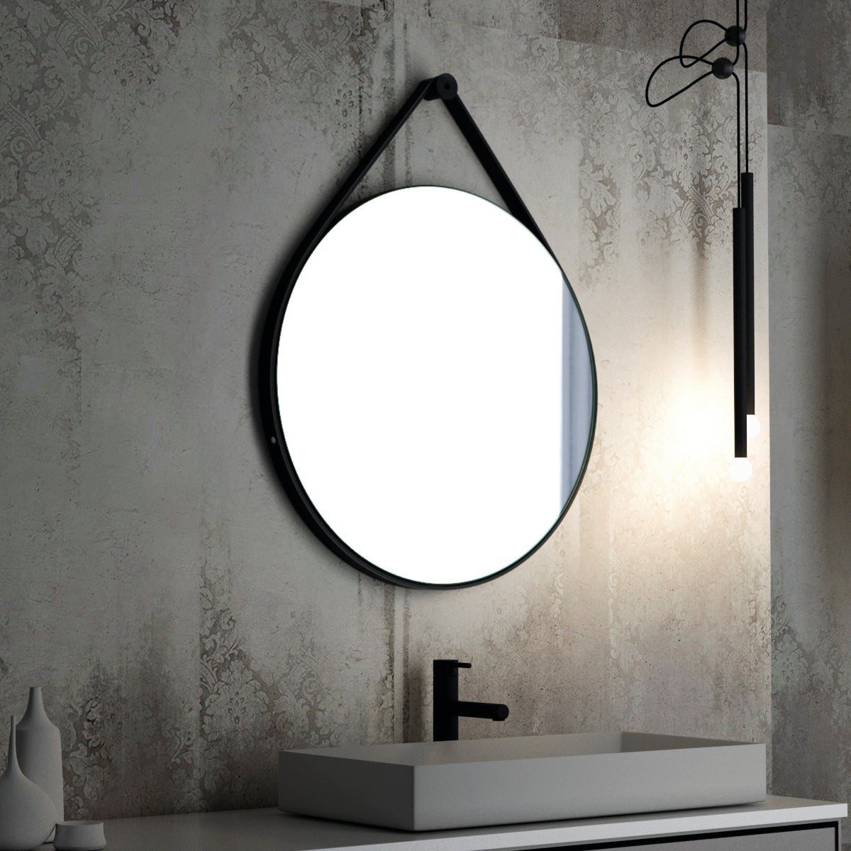 Specchio kiwi tondo in metallo nero Ø 70 cm - 2