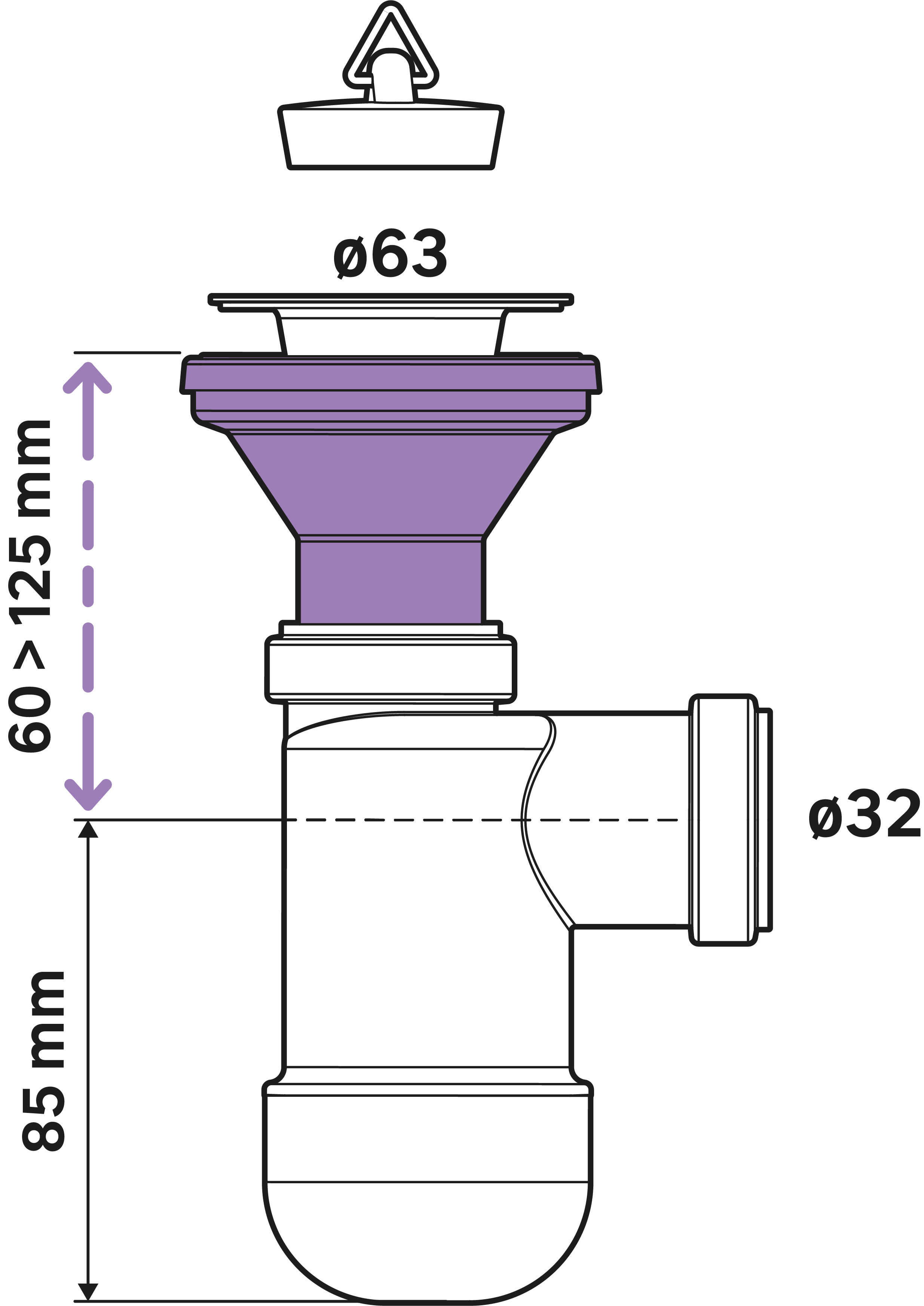 Sifão garrafa lavatório EQUATION COM VÁLVULA 32MM - 3