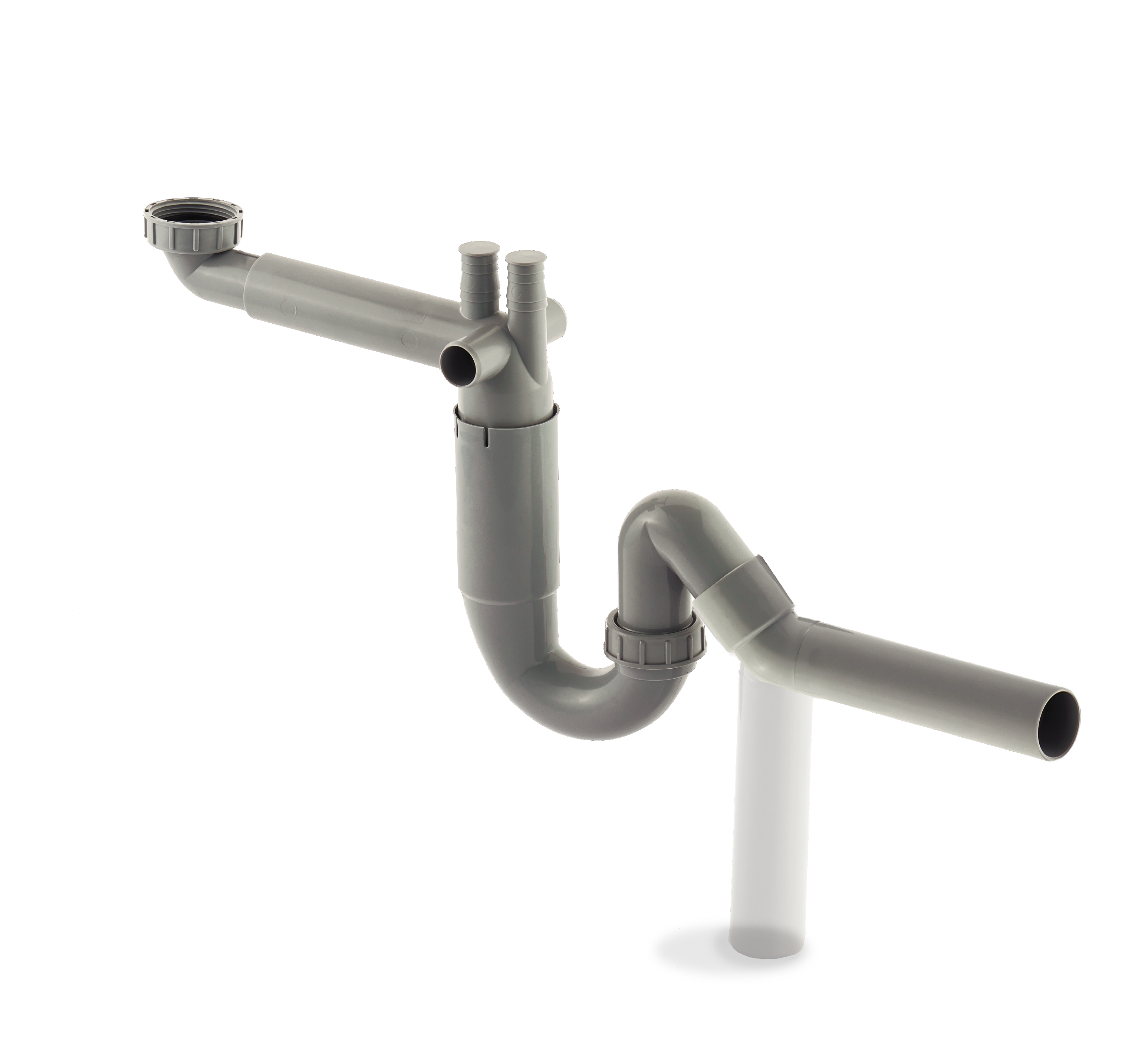 Syfon zlewozmywakowy 1-komorowy bez spustu oszczędzający miejsce EQUATION - 2