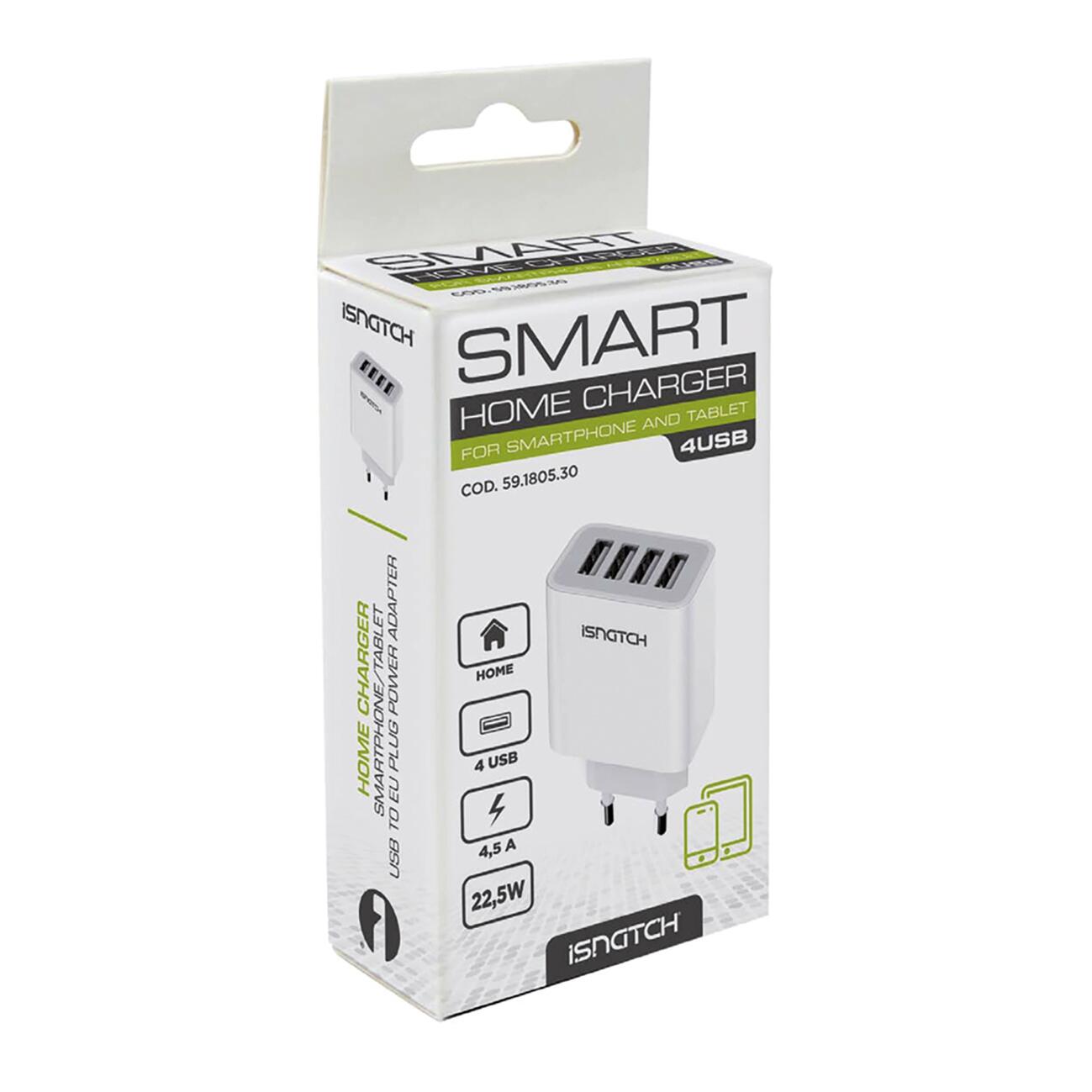 Caricatore USB presa 10 A ISNATCH 4 porte Smart Home bianco - 5