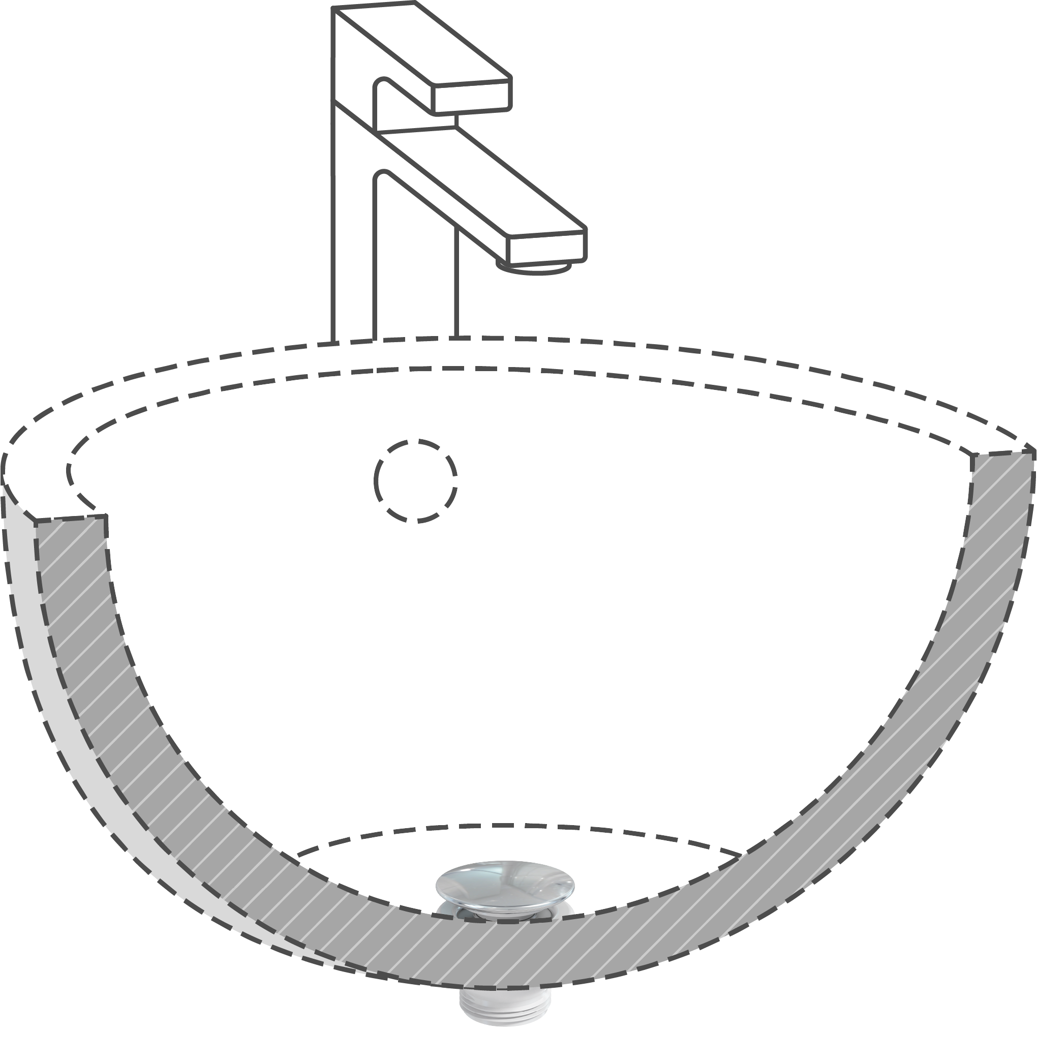 Bonde, clic-clac pour lavabo / lave-mains / vasque recyclé, chrome Diam.63 mm, E - 2