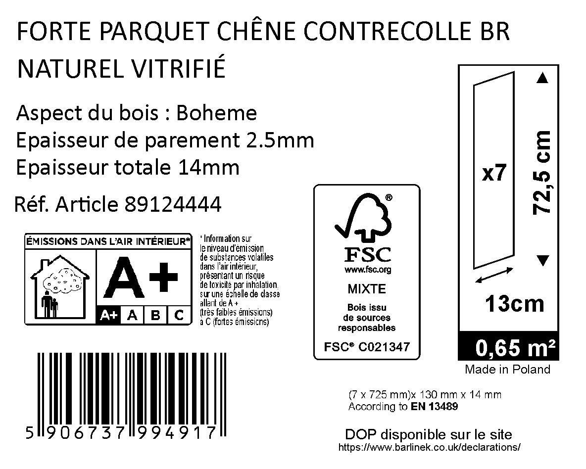Parquet contrecollé chêne blond bohème vitrifié M bâton rompu BARLINEK, l.13 cm - 10