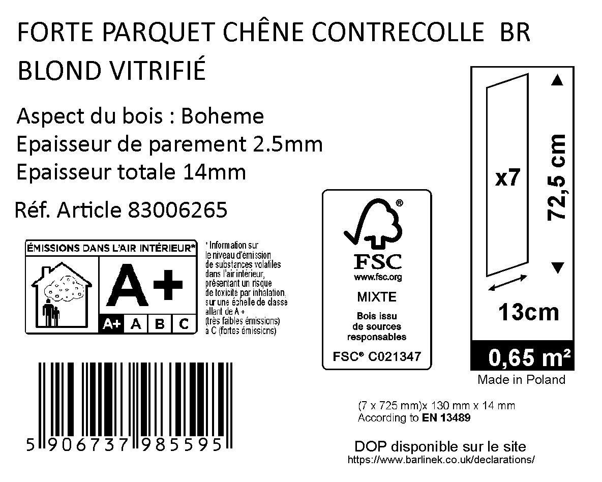 Parquet contrecollé chêne blond bohème vitrifié M bâton rompu BARLINEK, l.13 cm - 9