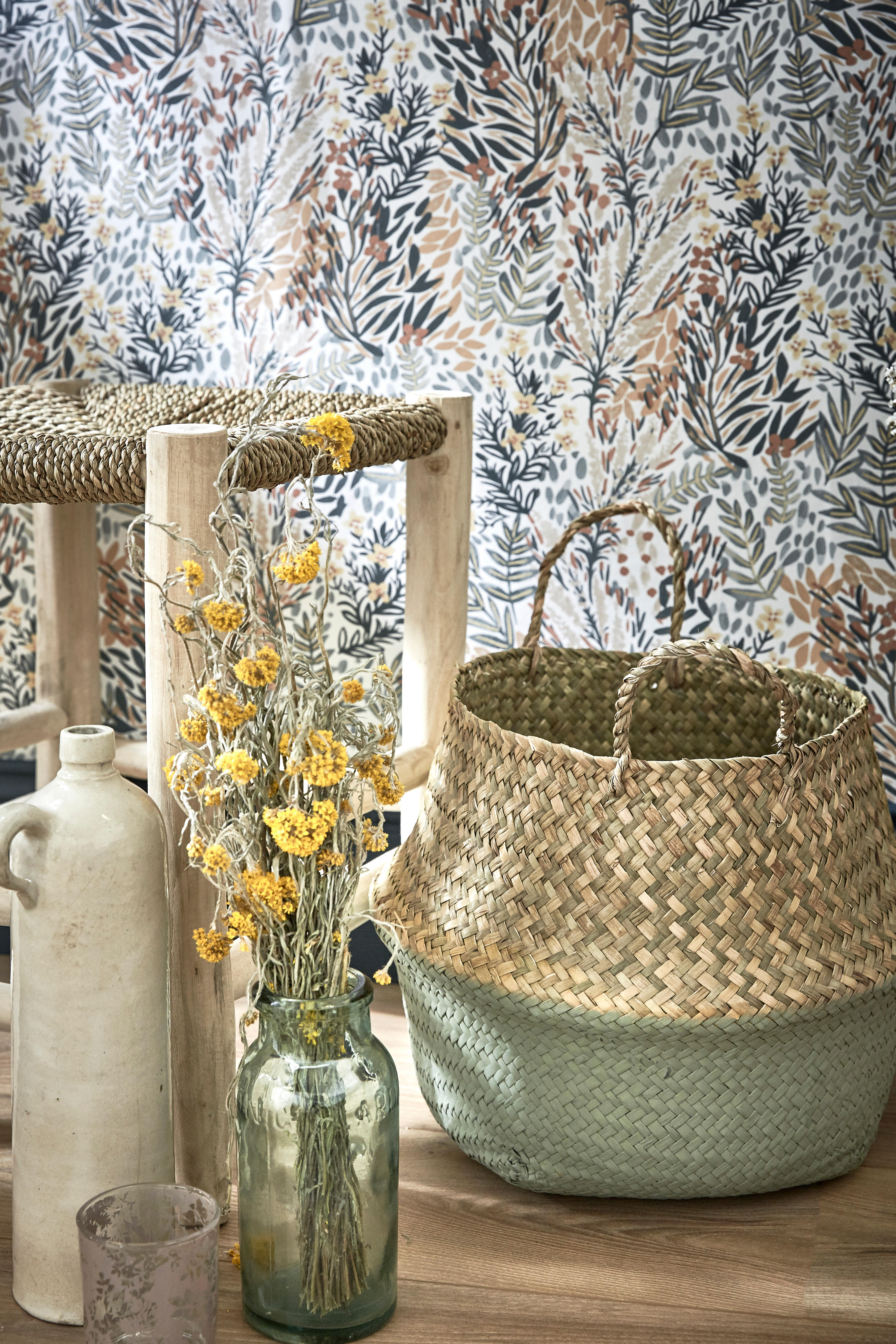 Papier peint intissé Jardin fleuri vert céladon - 8