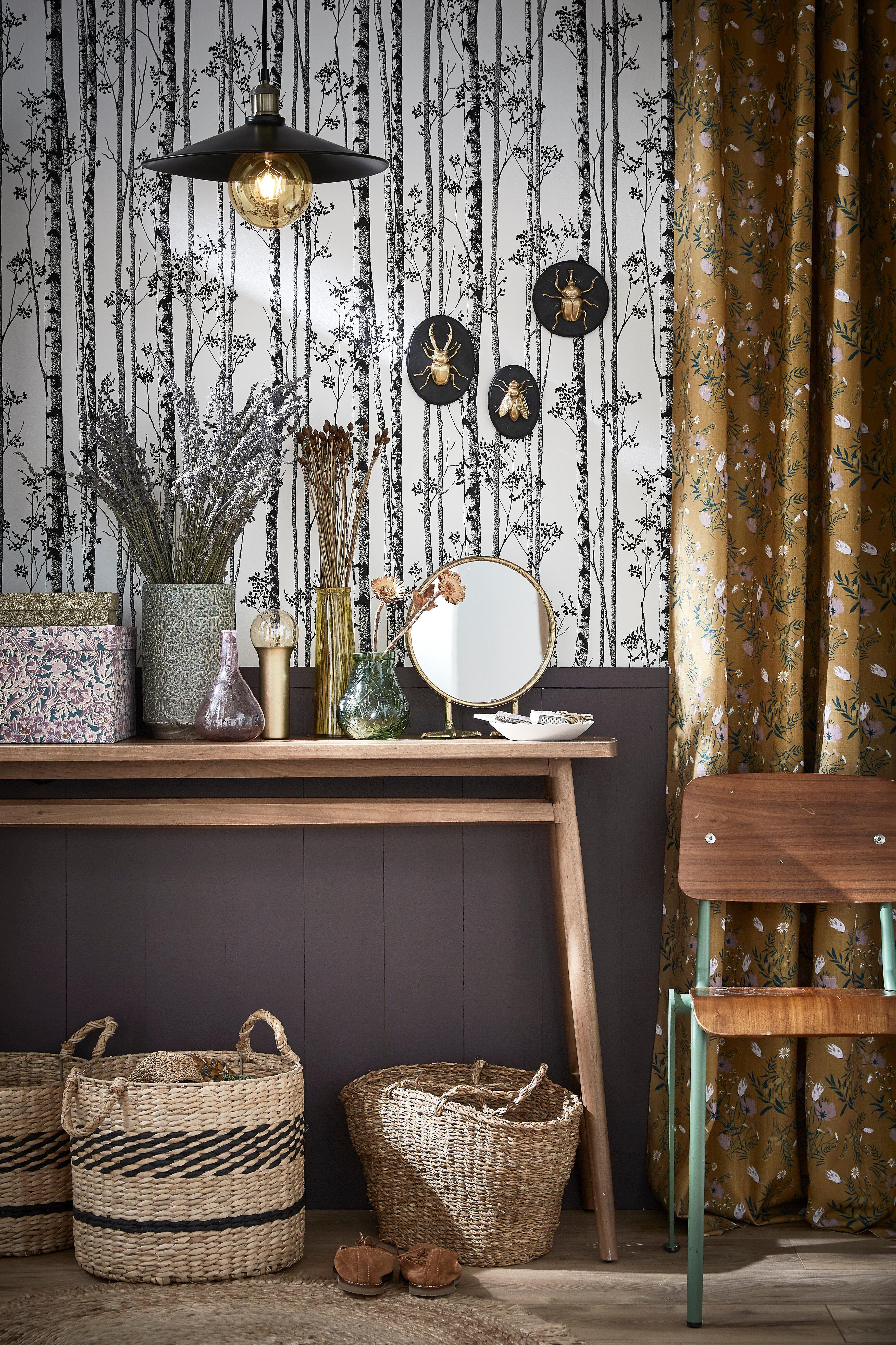 Papier peint intissé Bouleaux noir et blanc - 5