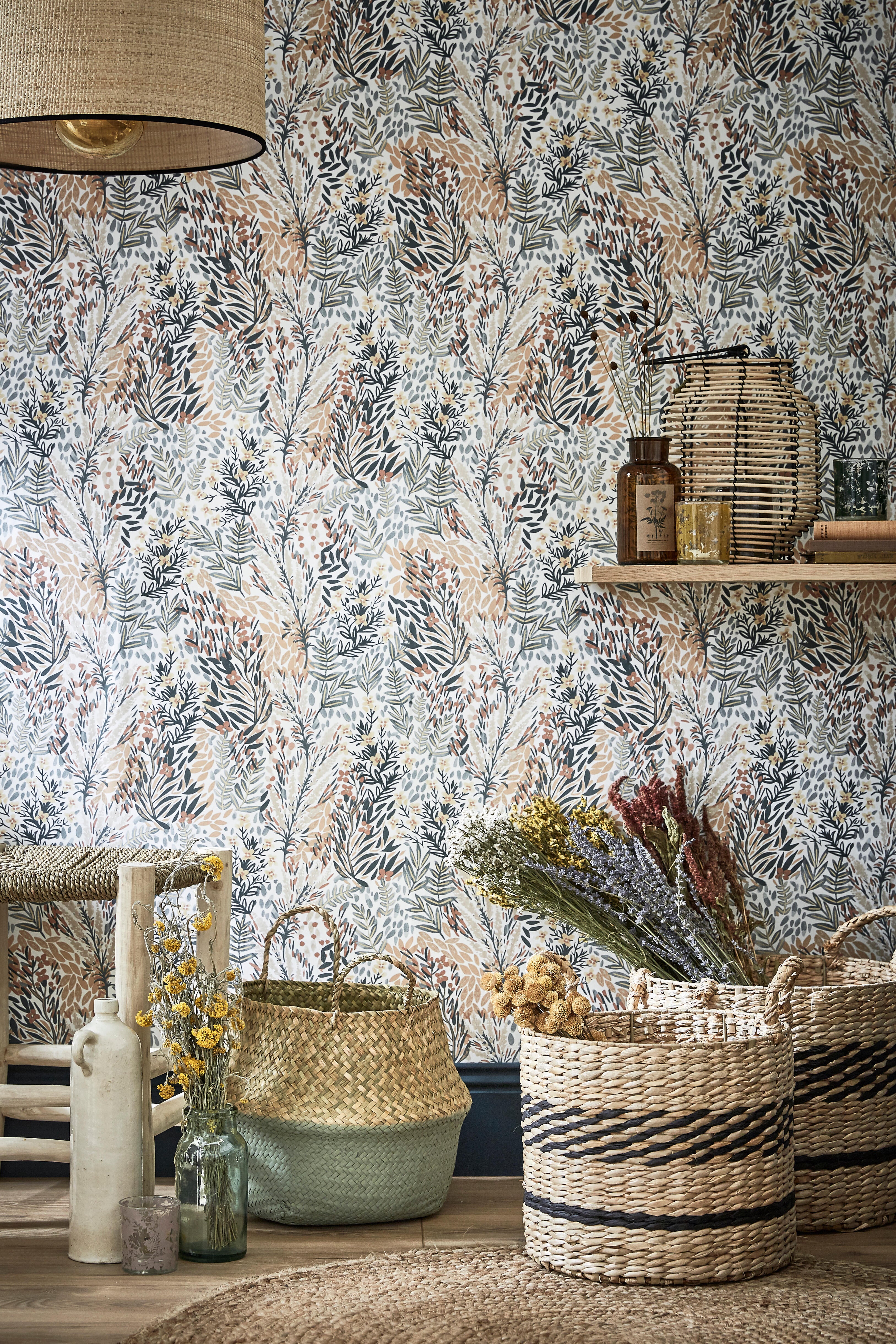 Papier peint intissé Jardin fleuri vert céladon - 9