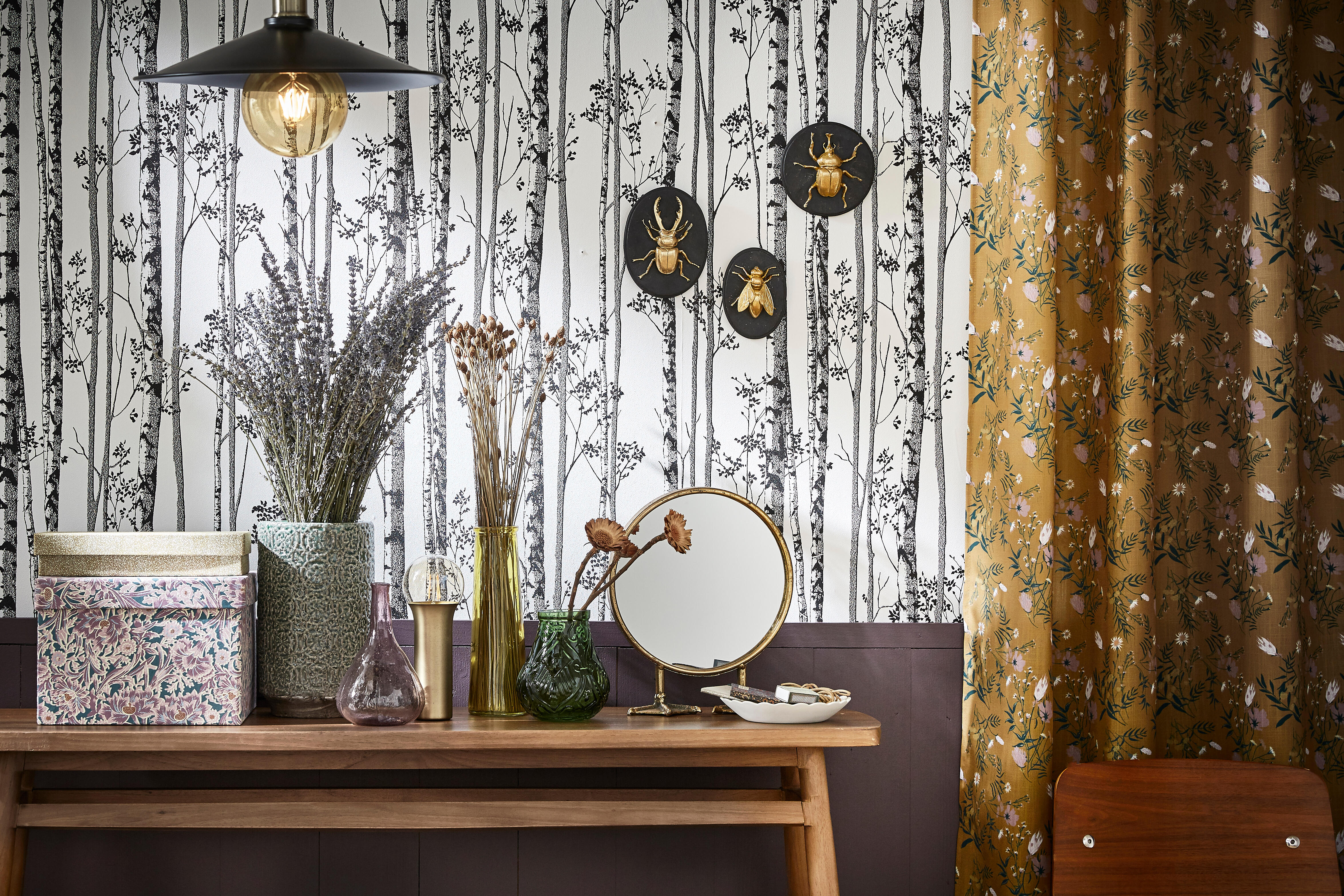 Papier peint intissé Bouleaux noir et blanc - 4