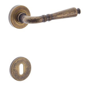MANIGLIA A ROSETTA COTTALI - CORINNE OTTONE ANTICATO BRONZATO QUADRO 8 mm