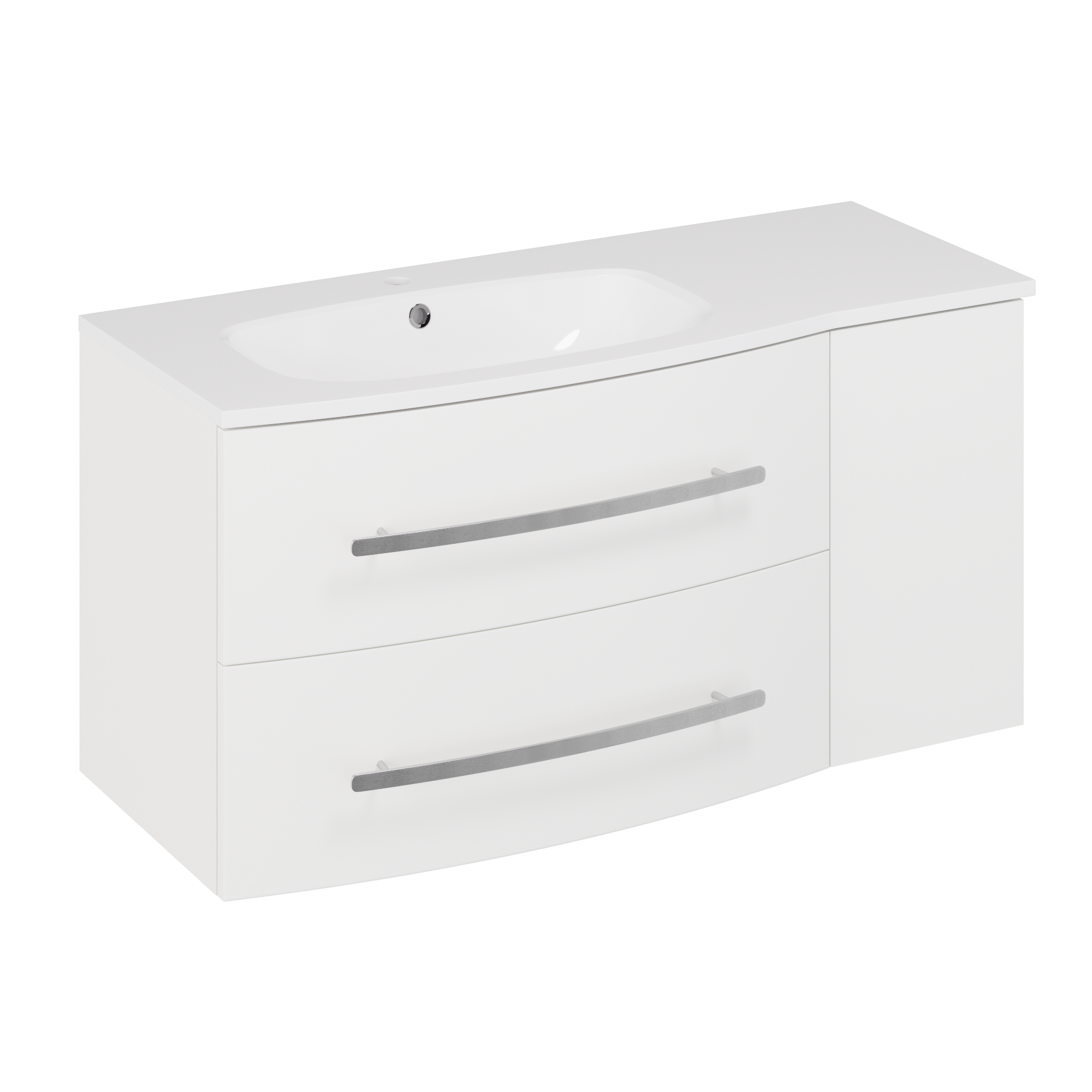 Mobile da bagno sospeso sotto lavabo L 111.2 x H 53.7 x P 47.5 cm bianco laccato opaco, 2 cassetti 1 anta SENSEA Perla - 2