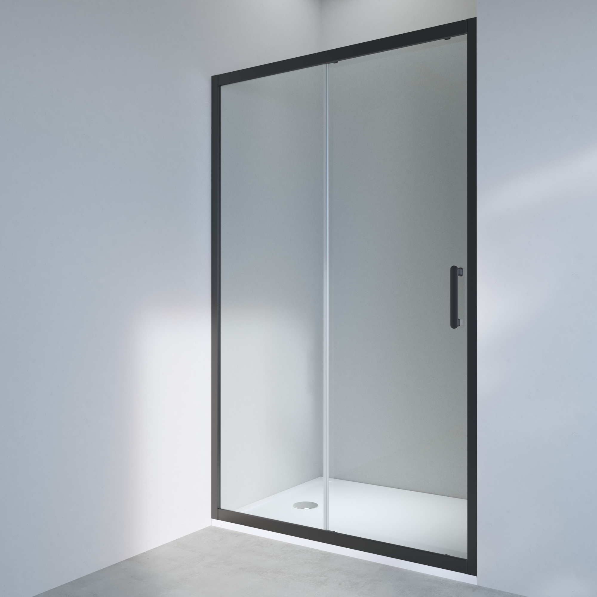 Mampara de ducha frontal corredera transparente easy perfil negro (148.5-150)x190 cm