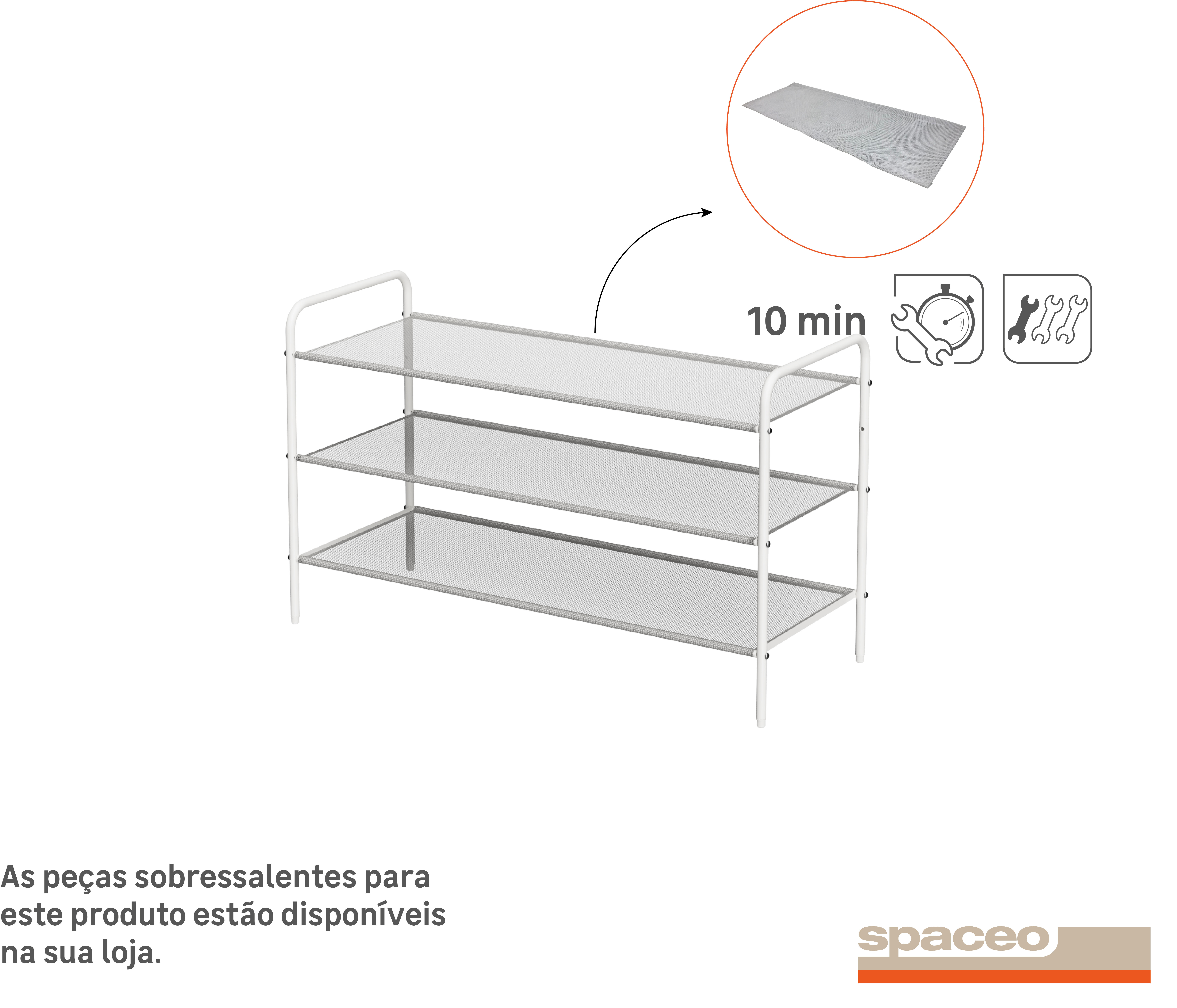 Sapateira empilhável branco 12 pares 65x90x35 cm Studio - 8
