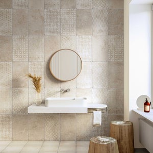 Carrelage mur intérieur / sol intérieur effet pierre beige Monastère l.30 x L.50