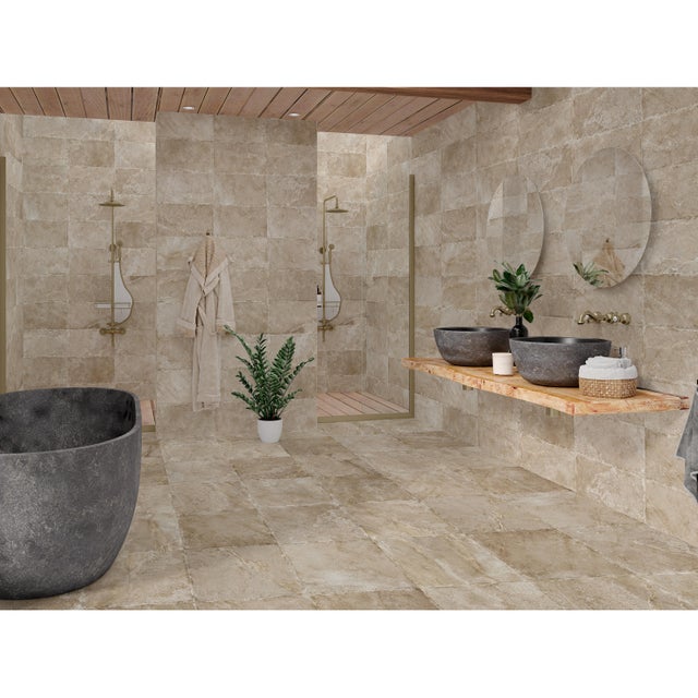 Carrelage effet pierre beige Roots l.60 x L.60 cm STN CERAMICA