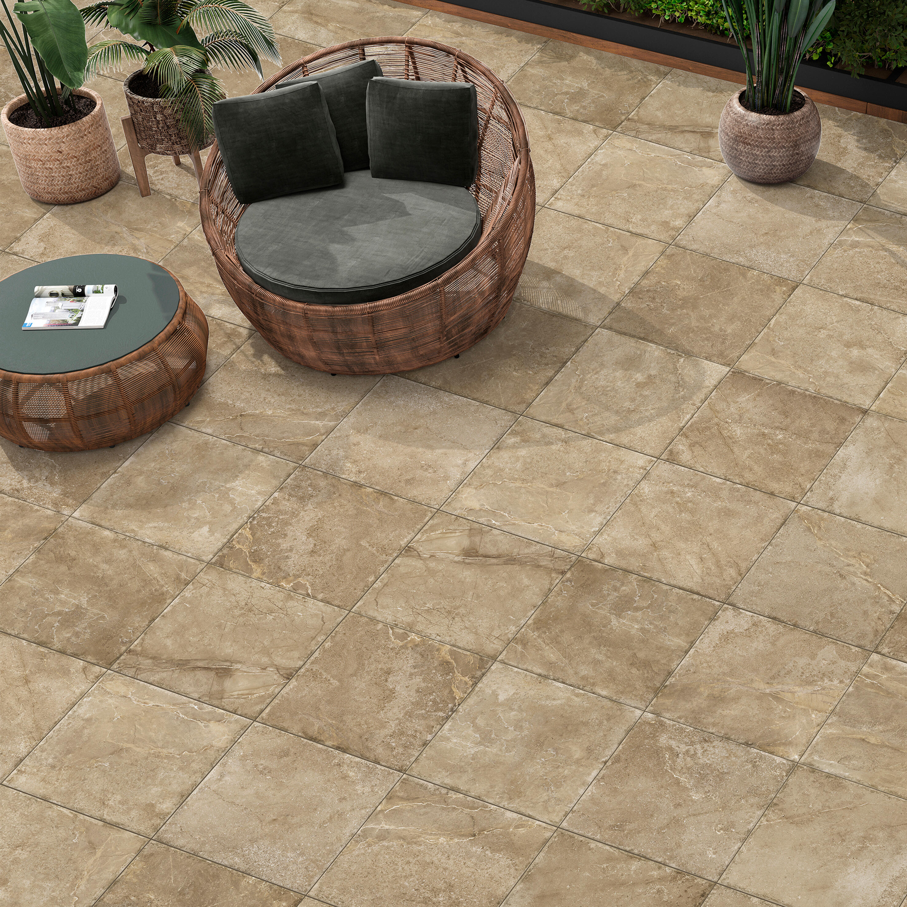 Carrelage sol extérieur effet pierre taupe Roots l.45 x L.45 cm - 2