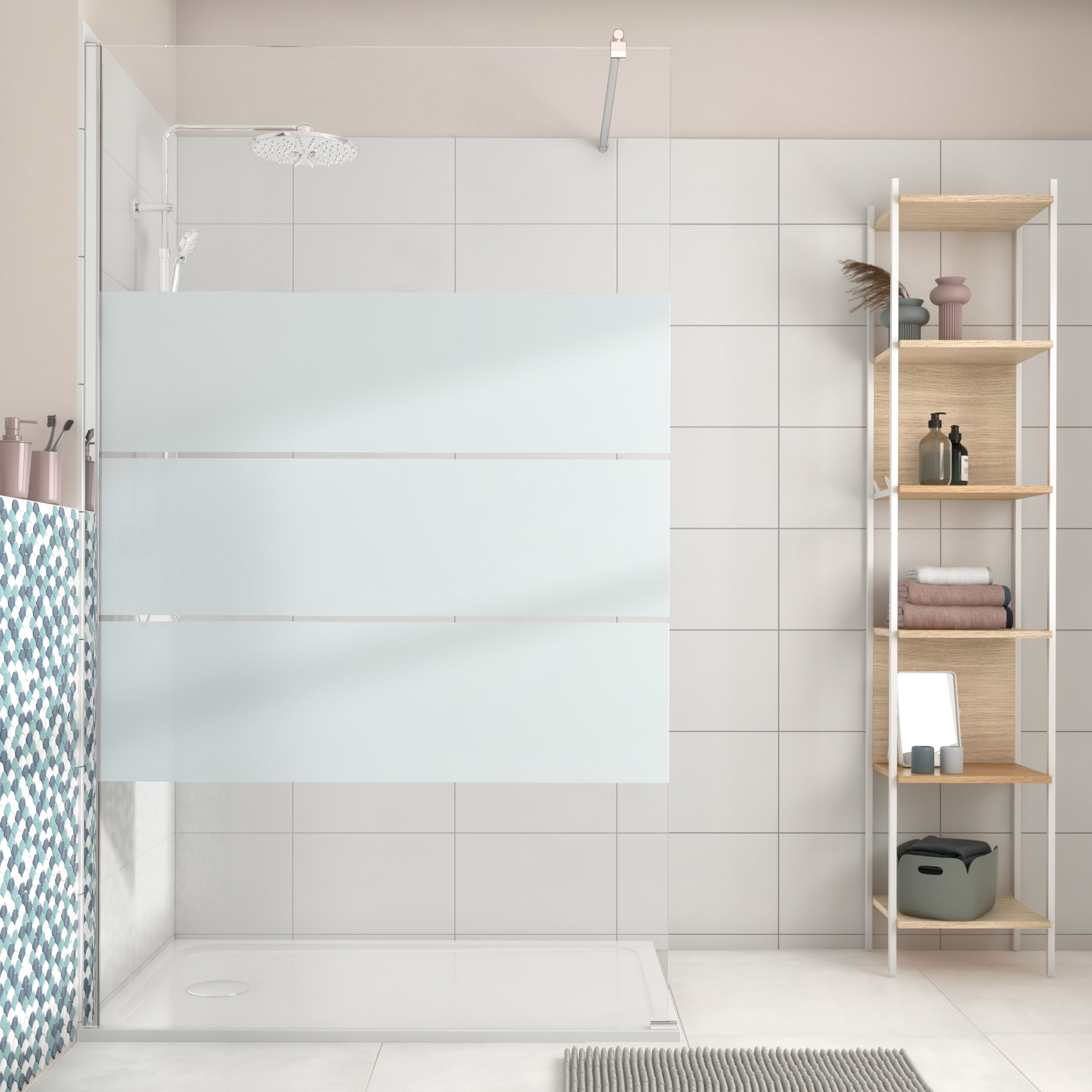 Box doccia walk-in Easy, vetro 6 mm, L 117-118.5 cm x H 195 cm, profilo cromo - 9